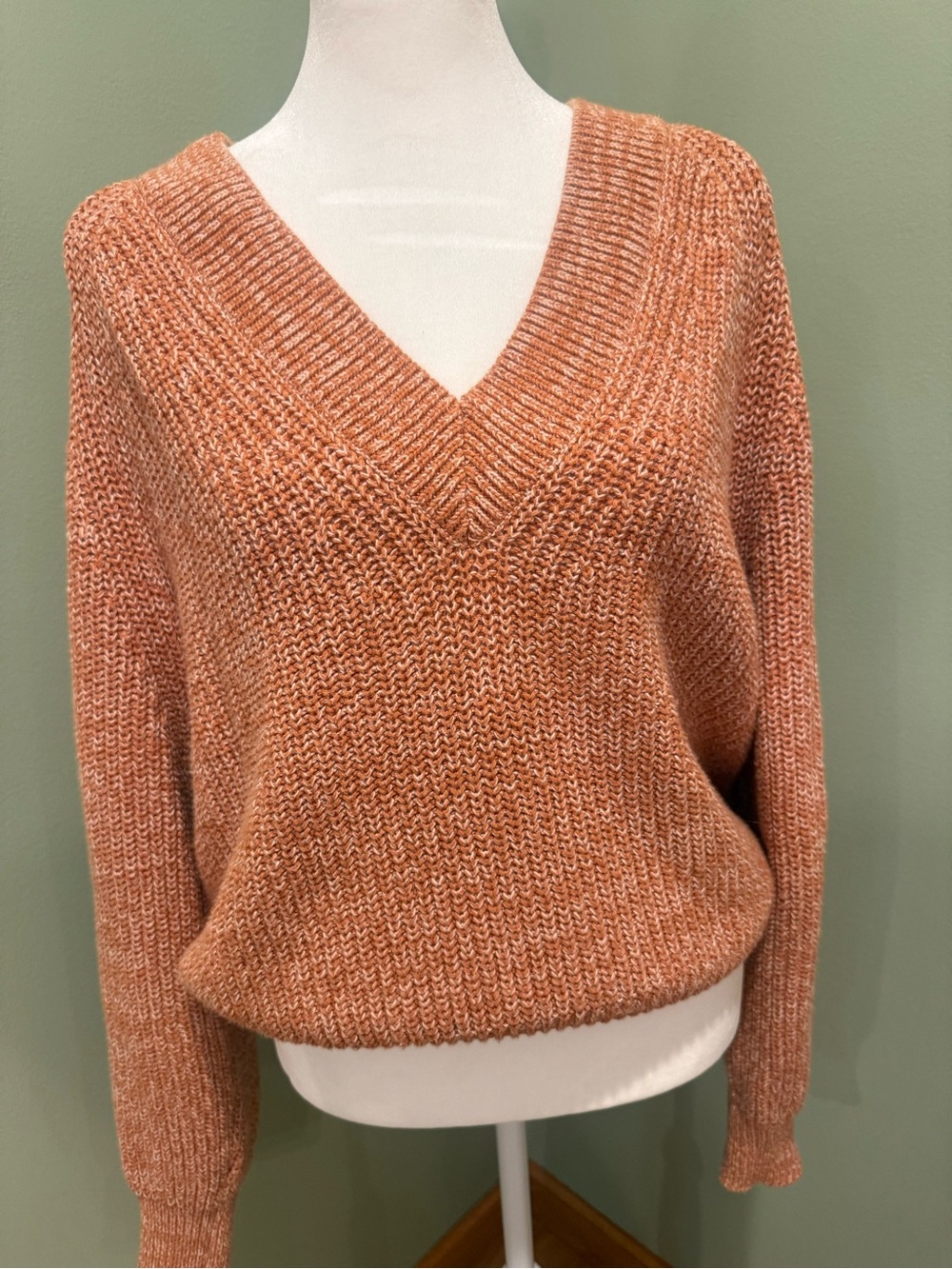 a new day Burnt Orange V-Neck Knit Sweater